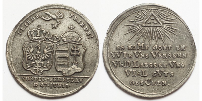 Mária Terézia Boroszlói Béke 1742 ezüst emlékérem